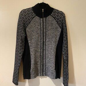 Title Nine  Black/white/gray Zip up Sweater Large